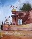 Ganga Ghat (ART_8950_76698) - Handpainted Art Painting - 14in X 11in