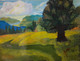 A peaceful grass land - Scenery painting  (ART_9120_76800) - Handpainted Art Painting - 13in X 10in