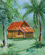 Forest hut (ART_8639_76830) - Handpainted Art Painting - 10in X 14in