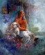 With My Puppy (ART-1038-100321) - Handpainted Art Painting - 14in X 17in