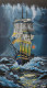 Boat In Ocean, Handmade Acrylic Painting (ART-8891-100353) - Handpainted Art Painting - 13 in X 26in