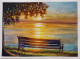 Bench In Sunset (ART-2393-100226) - Handpainted Art Painting - 13 in X 9in