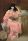 A Vibrant Digital Canvas Painting Of A Young Woman That Resembles Mona Lisa (PRT-9105-100438) - Canvas Art Print - 13in X 18in