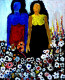 FLORAL QUEENS-2 (ART-6175-100475) - Handpainted Art Painting - 14 in X 17in