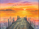 Sunrise From The Deck (ART-15138-100548) - Handpainted Art Painting - 10 in X 8in