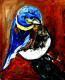 BLUE BIRD-2 (ART-6175-100551) - Handpainted Art Painting - 12 in X 15in