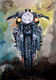 Motorcycle Painting Art Print - 01 - Cafe Racer Colorful Orginal - Missmessyartist D (PRT-1538-100761) - Canvas Art Print - 34in X 48in