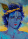 Shri Krishna (ART-8331-100875) - Handpainted Art Painting - 5 in X 7in