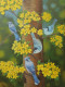 Blue Birds And Yellow Flowers (ART-15221-100985) - Handpainted Art Painting - 18 in X 24in