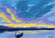 A Boat And The Sunset (PRT-776-101224) - Canvas Art Print - 18in X 12in