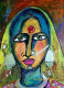 Indian Lady Portrait (ART-8079-101252) - Handpainted Art Painting - 11 in X 16in