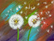 Beautiful Dandelions Flowers With Abstract Background (ART-15294-101328) - Handpainted Art Painting - 10 in X 8in