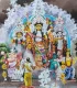 Durga Puja (ART-8302-101350) - Handpainted Art Painting - 20in X 16in
