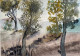 Trees On A Dry Land (ART-8841-101439) - Handpainted Art Painting - 15 in X 11in