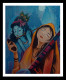 Meera Engrossed In The Devotion Of Lord Krishna. (ART-15379-101523) - Handpainted Art Painting - 17 in X 20in