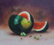 Water Melon (ART-8857-101531) - Handpainted Art Painting - 11in X 9in