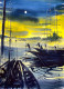 Night Fishing (ART-8987-101670) - Handpainted Art Painting - 8 in X 11in