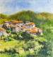 Orange Houses (ART-7901-101809) - Handpainted Art Painting - 10 in X 11in