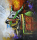 Shiv Nandi 4 (ART-1038-101830) - Handpainted Art Painting - 24in X 24in