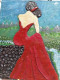 A Back Lass Pretty Girl (ART-15172-101836) - Handpainted Art Painting - 8in X 10in