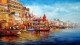 Colorful Morning Varanasi I (ART-1232-102250) - Handpainted Art Painting - 45in X 26in