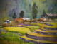Indian Pahadi Village (ART-7393-102344) - Handpainted Art Painting - 14in X 10in