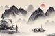 Mountains And Boat  (PRT_15863) - Canvas Art Print - 30in X 20in