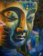 Buddha And The World Of Color (ART-15187-102653) - Handpainted Art Painting - 14in X 18in