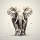 Elephant White (PRT-7809-102740) - Canvas Art Print - 12in X 12in