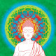 Lord Buddha Abstract Mandala (PRT-8836-102927) - Canvas Art Print - 18in X 18in