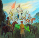 Shivaji Maharaj Meeting In Sahyadri With Mavale. (ART-15659-103034) - Handpainted Art Painting - 36in X 36in