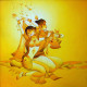 Radha Krishna Premlila In Yellow Col. (ART-15659-103040) - Handpainted Art Painting - 32in X 32in
