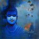 Blue Buddha (ART-15659-103141) - Handpainted Art Painting - 16in X 16in