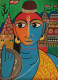 Ram Bhakt In Ayodhya (ART-8079-103271) - Handpainted Art Painting - 18in X 24in
