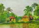 Village In West Bengal (ART-15792-103382) - Handpainted Art Painting - 11in X 8in
