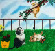 Cat With Her Cute Playful Kittens (ART-15598-103386) - Handpainted Art Painting - 22in X 20in