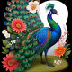 Peacock9 (PRT-9087-103573) - Canvas Art Print - 24in X 24in