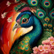 Peacock21 (PRT-9087-103588) - Canvas Art Print - 24in X 24in