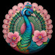 Peacock64 (PRT-9087-103640) - Canvas Art Print - 24in X 24in