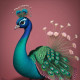 Peacock53 (PRT-9087-103629) - Canvas Art Print - 24in X 24in