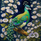 Peacock80 (PRT-9087-103656) - Canvas Art Print - 24in X 24in