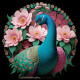 Peacock63 (PRT-9087-103639) - Canvas Art Print - 24in X 24in