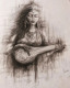 Lord Saraswati Charcoalart (ART-15818-103720) - Handpainted Art Painting - 22in X 28in