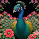 Peacock154 (PRT-9087-103807) - Canvas Art Print - 24in X 24in
