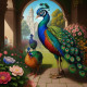 Peacock128 (PRT-9087-103781) - Canvas Art Print - 24in X 24in