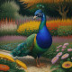 Peacock136 (PRT-9087-103789) - Canvas Art Print - 24in X 24in