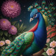 Peacock140 (PRT-9087-103793) - Canvas Art Print - 24in X 24in