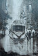 Kolkata Tram In The Rain With Loving Couple Digital 2 (PRT-8658-103860) - Canvas Art Print - 25in X 36in