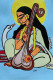 Abstract Saraswati Painting (ART-15871-103865) - Handpainted Art Painting - 9in X 12in