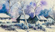 Winter Village 1 (ART-15877-103899) - Handpainted Art Painting - 17in X 10in